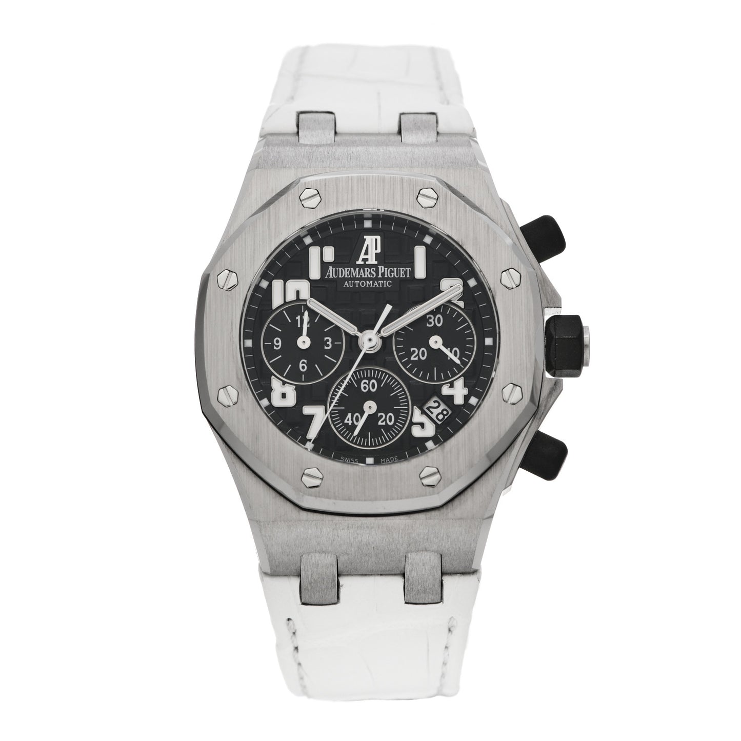 Stainless Steel Alligator 37mm Royal Oak Offshore Chronograph Automatic Watch Black 26283ST.OO.D002CA.01