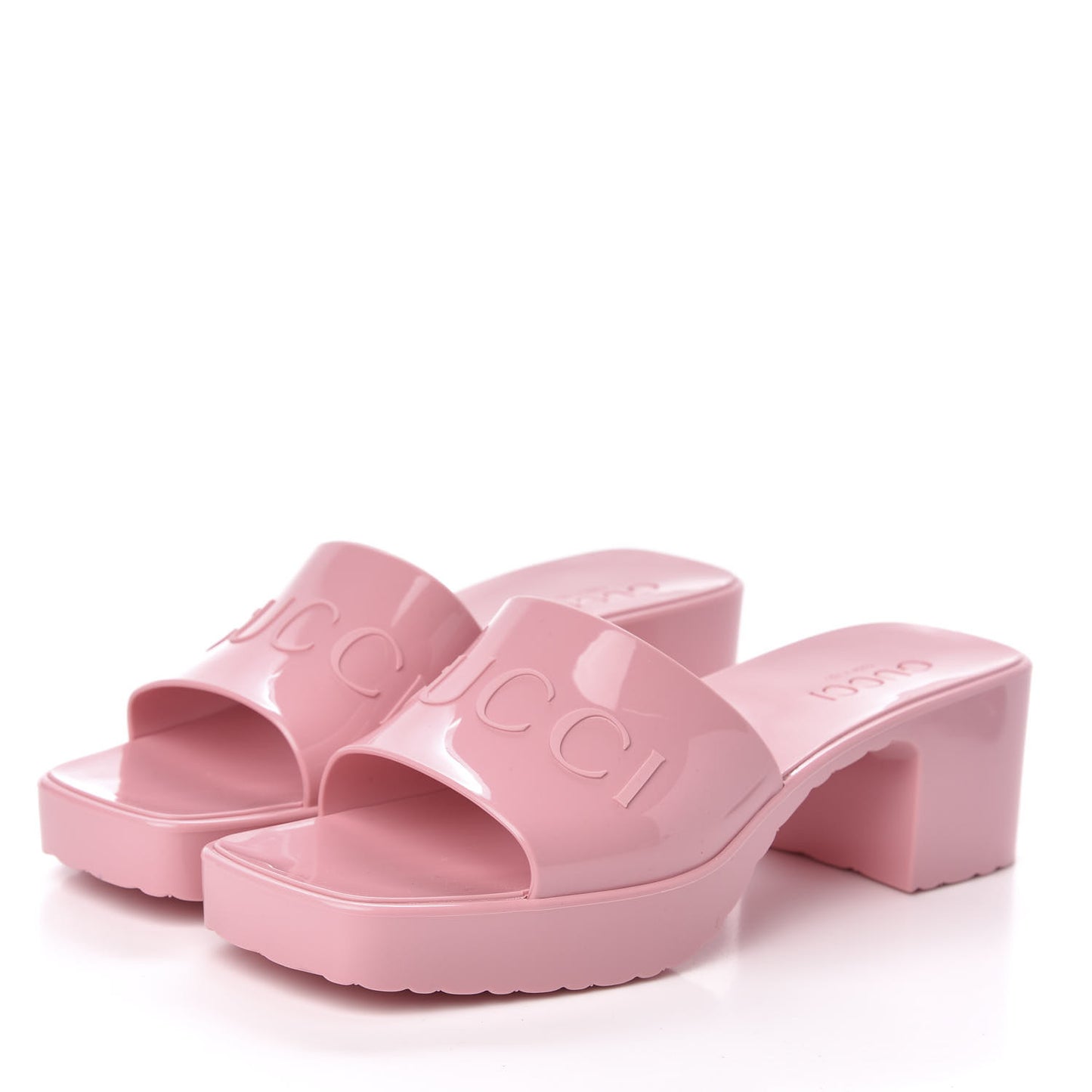 Rubber Gucci Logo Womens Platform 20/60mm Slide Sandals 36 Wild Rose