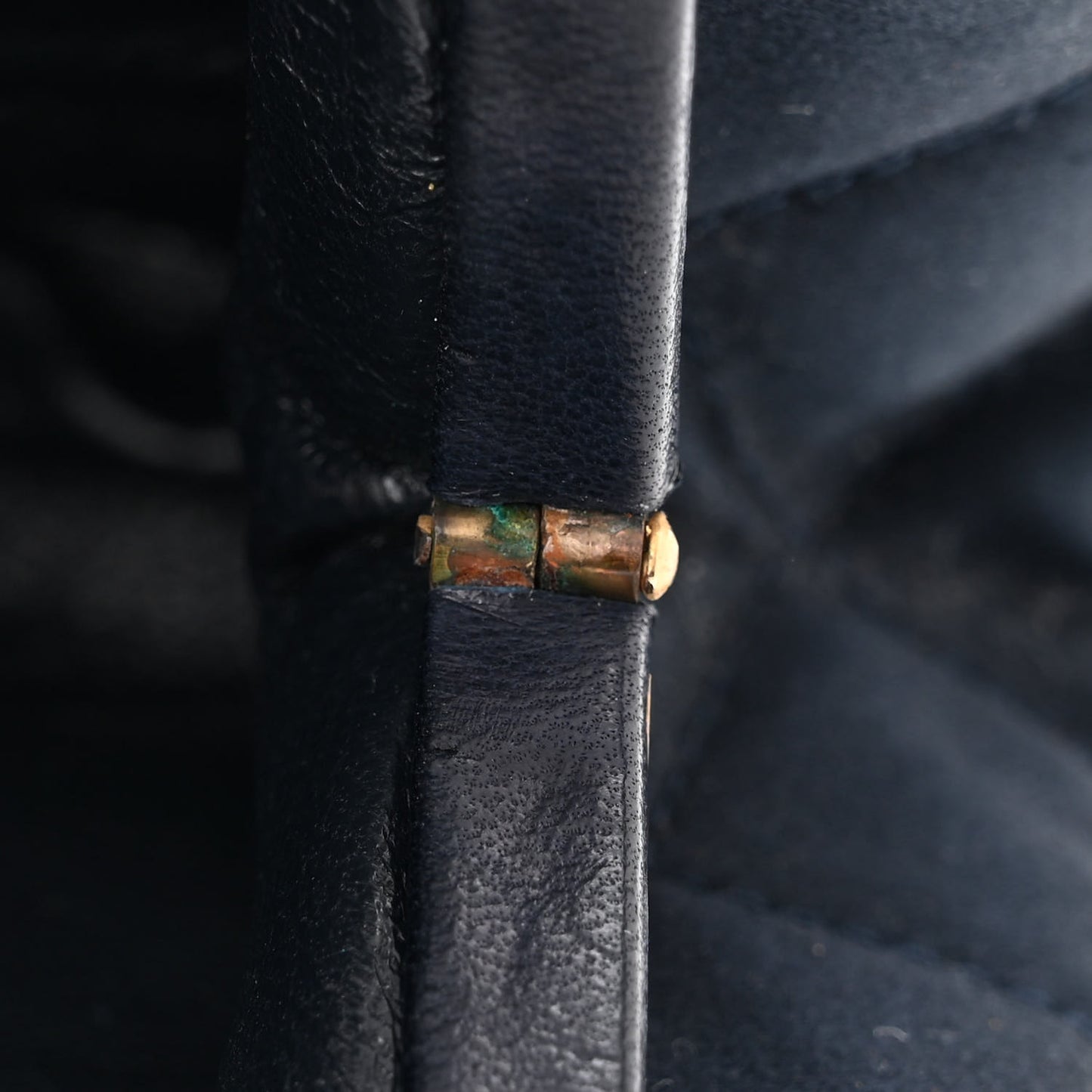 Satin Quilted CC Kisslock Clutch Blue