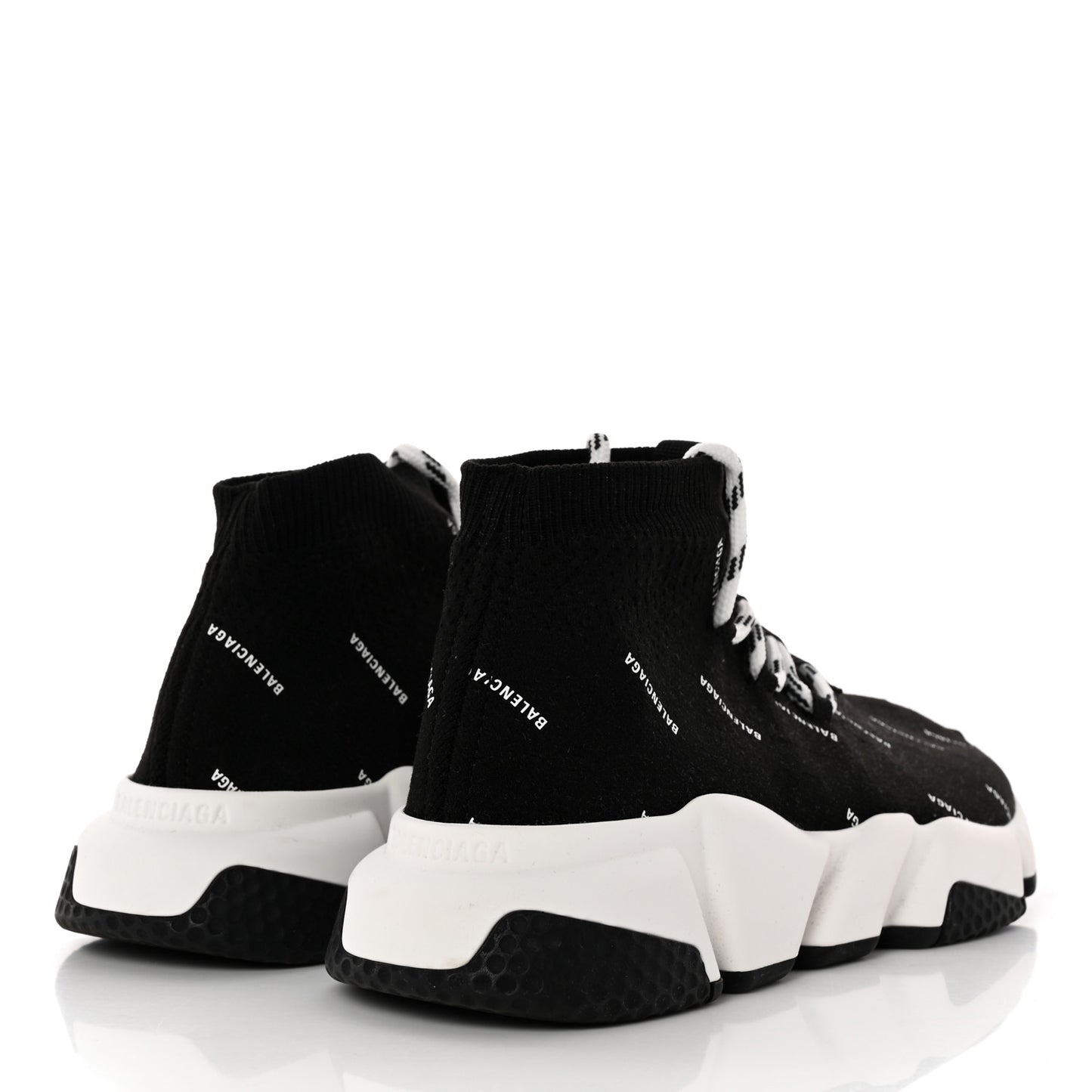 Neoprene Knit Allover Logo Womens Speed Lace Up Sneakers 37 Black