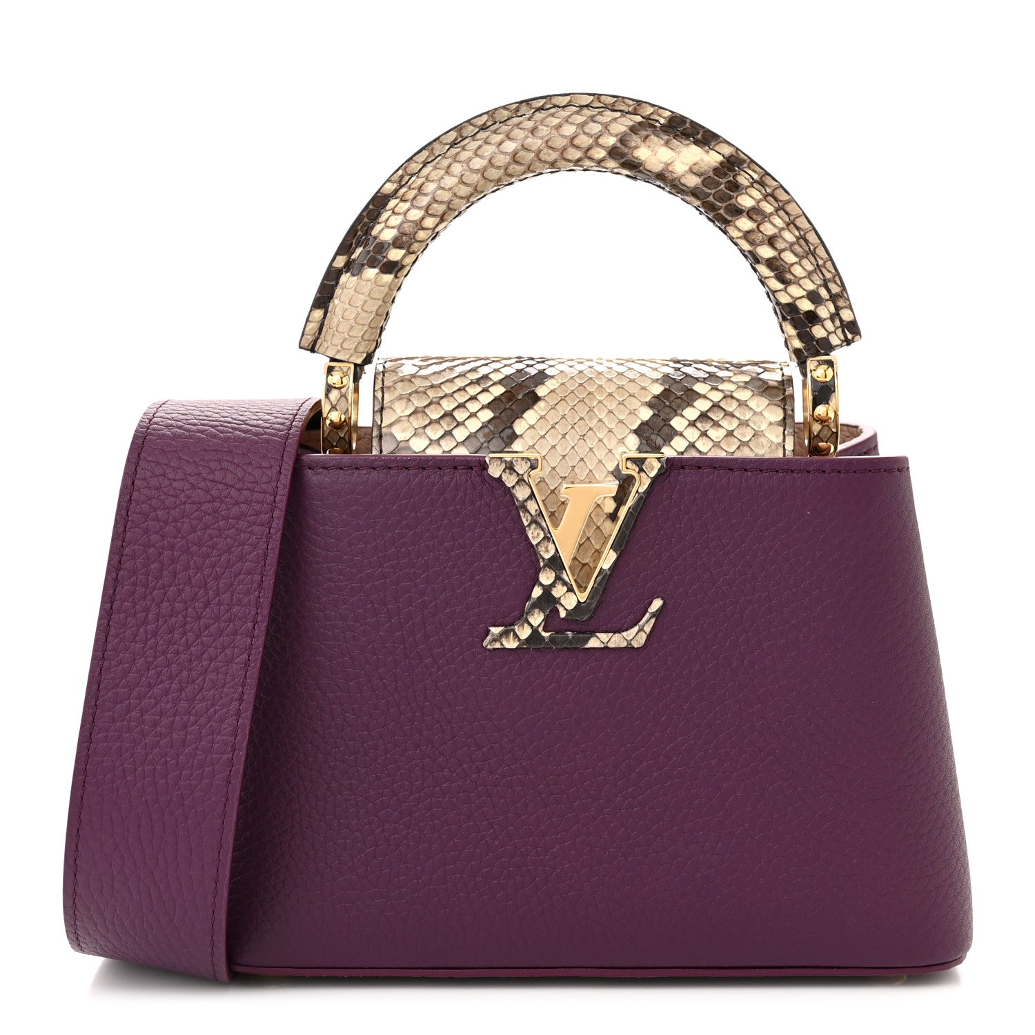 Louis Vuitton Taurillon Snakeskin Mini Capucines Deep Purple