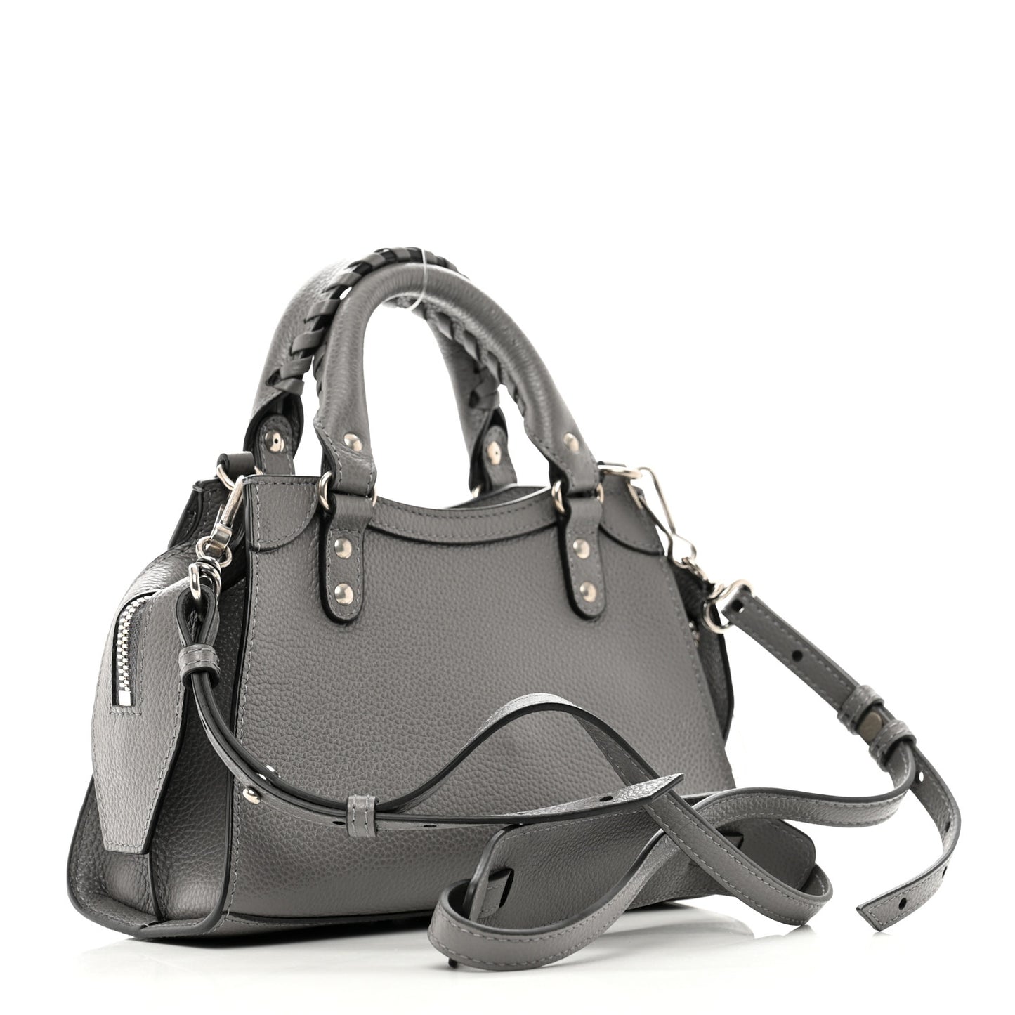 Grained Calfskin Neo Classic Silver Hardware Mini City Dark Grey