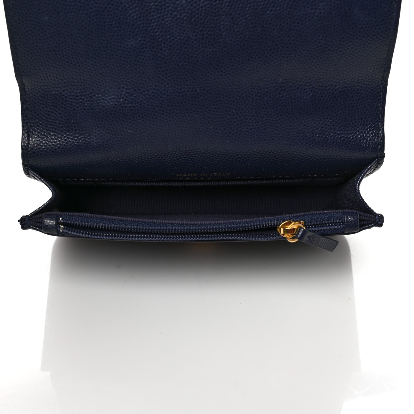 Caviar Quilted Pocket Twins Clutch With Chain Navy