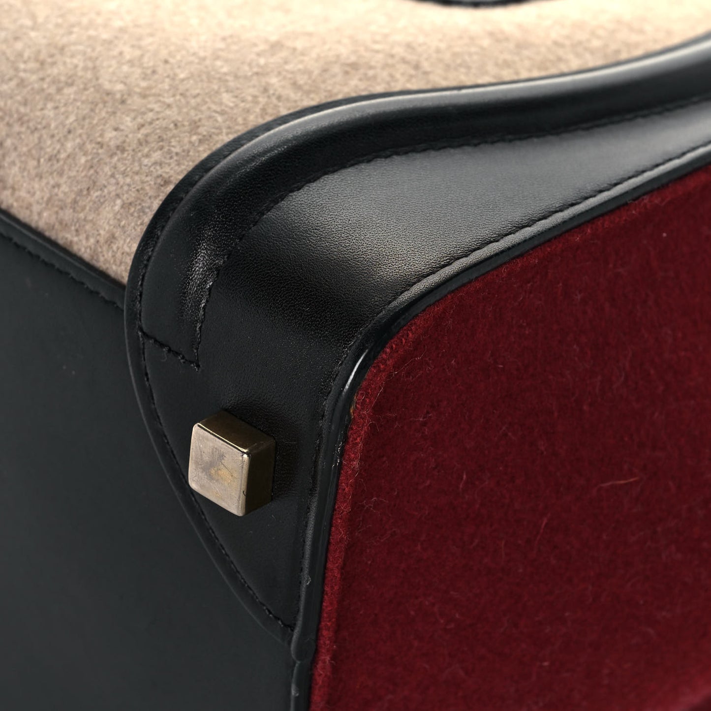Felt Smooth Calfskin Micro Tri-Color Luggage Brown Black