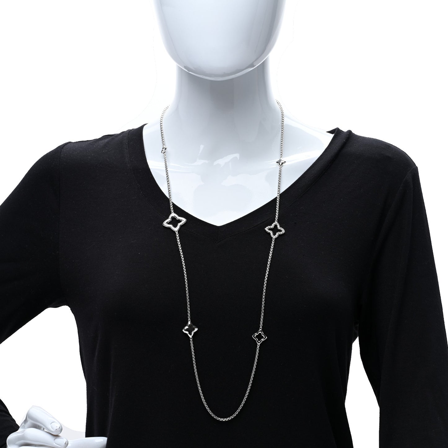 Sterling Silver 25mm Quatrefoil Chain Necklace