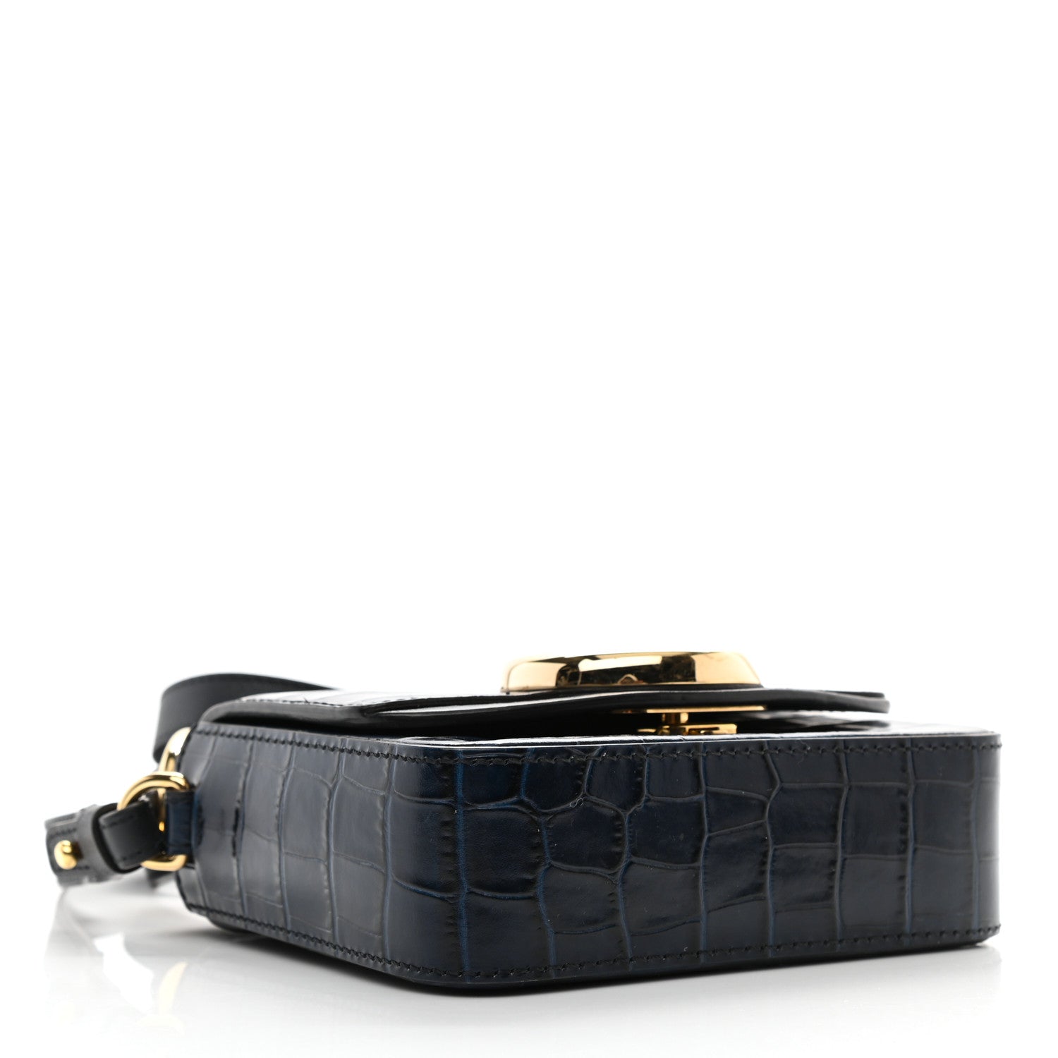 Chloe Calfskin Crocodile Embossed Mini C Double Carry Full Blue 4 of 8