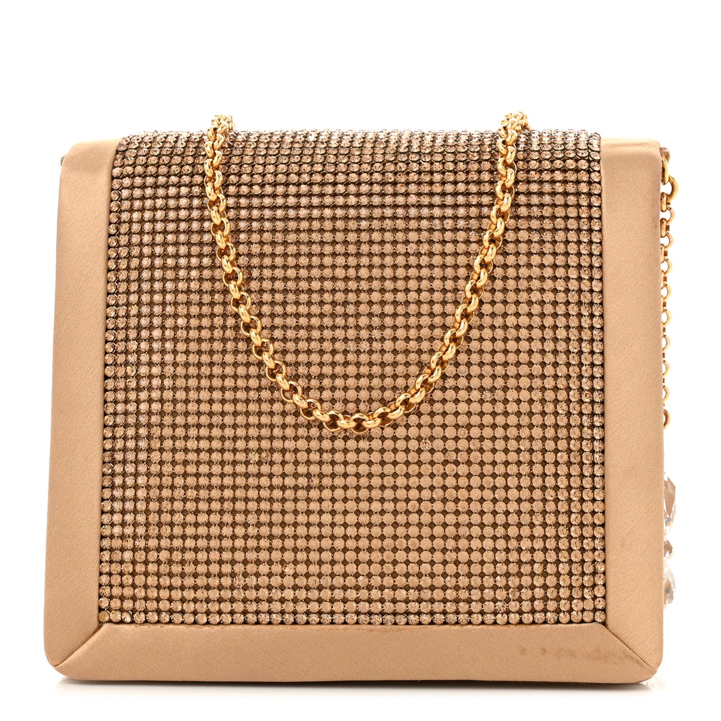Crystal Satin Clutch Gold