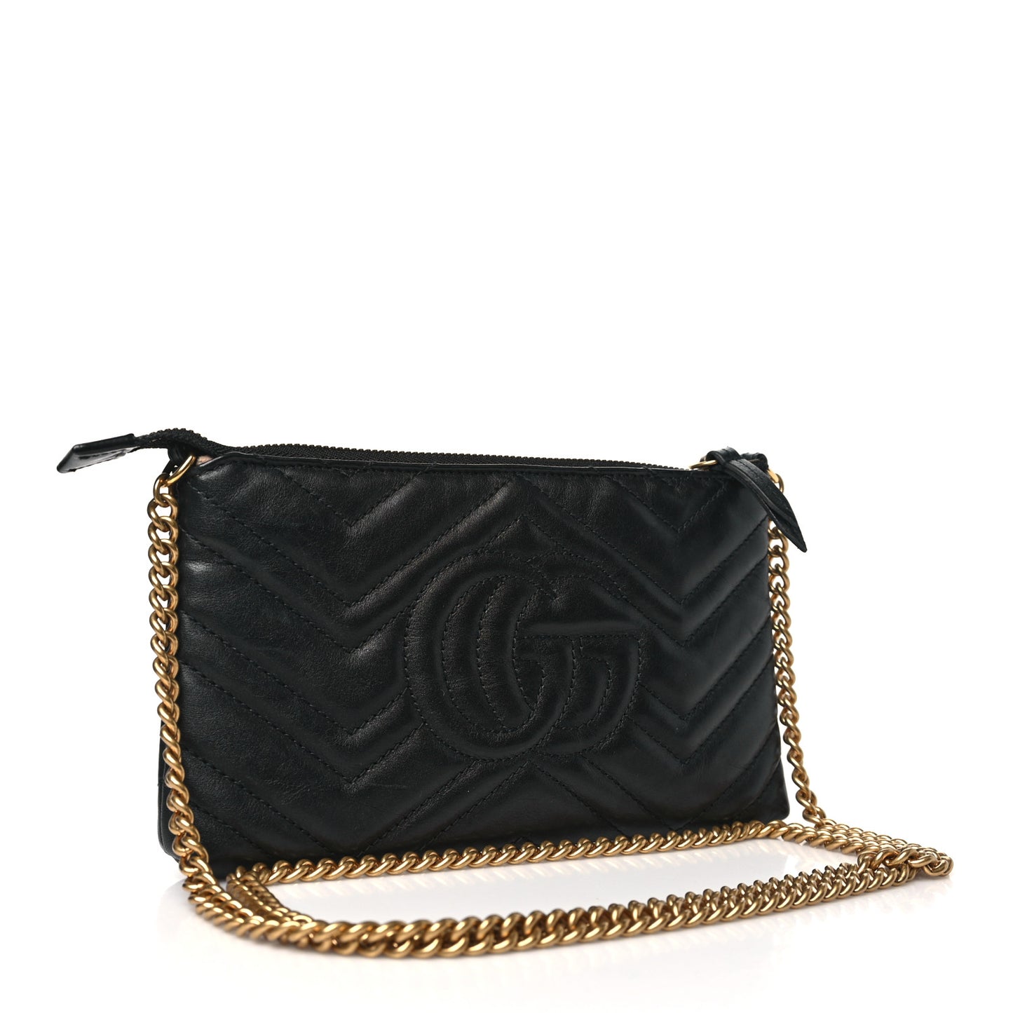 Calfskin Matelasse Mini GG Marmont Chain Bag Black