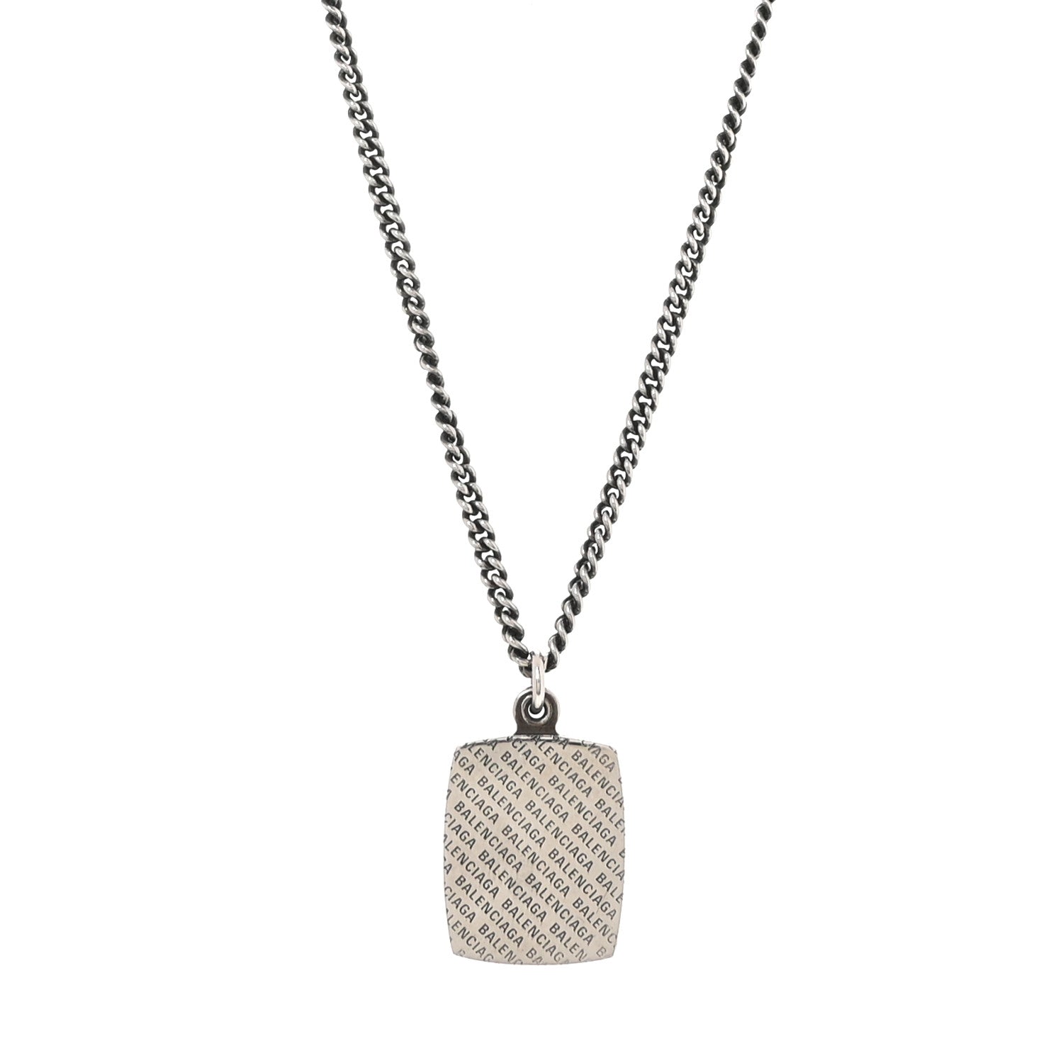 Balenciaga Stainless Steel Logo Locket Chain Necklace 1887134