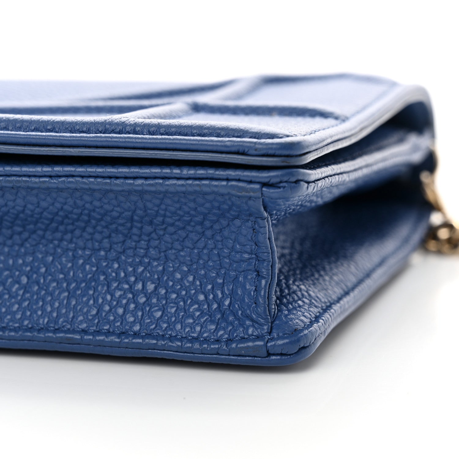 Christian Dior Grained Calfskin Diorama Wallet on Chain Pouch Blue 10 of 10