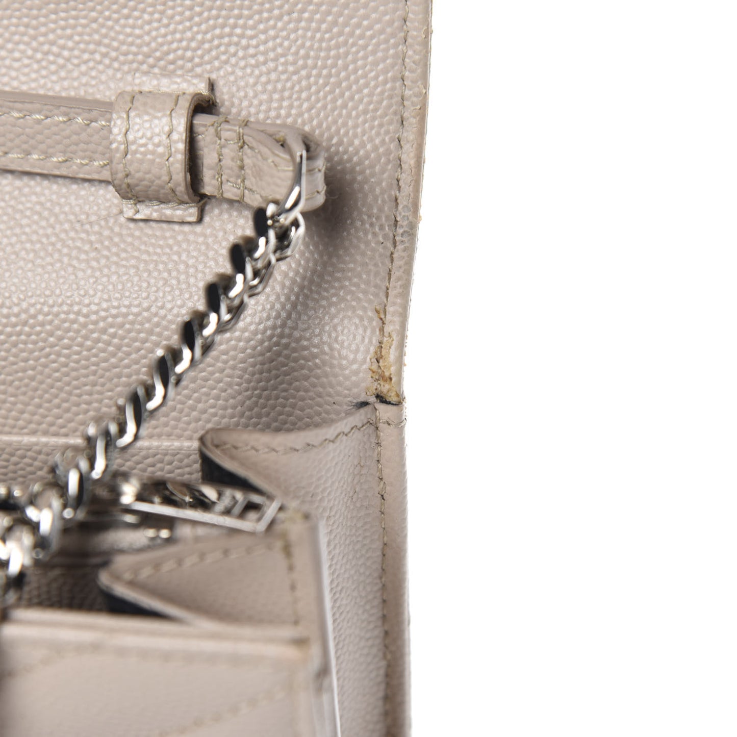 Grain De Poudre Matelasse Chevron Monogram Chain Wallet Nude Powder