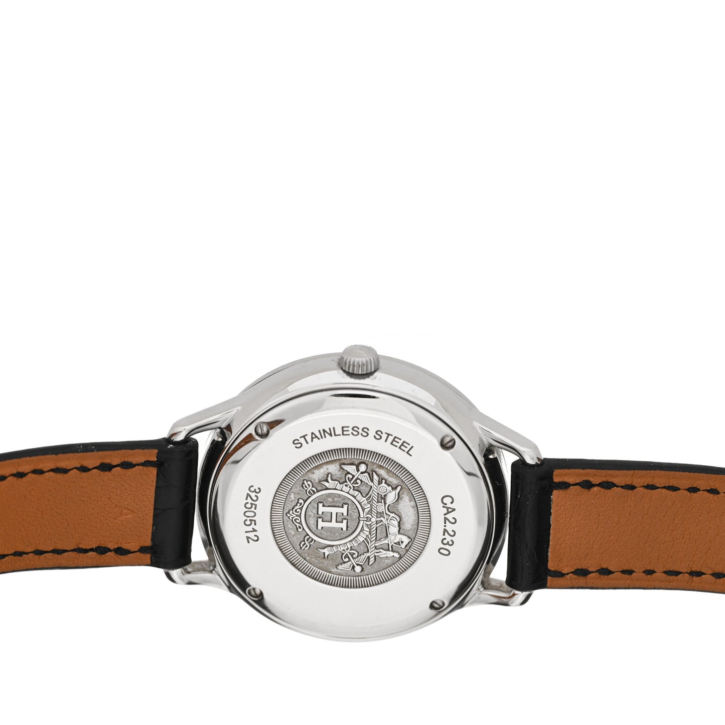 Stainless Steel Alligator Diamond 25mm Slim d'Hermes Quartz Watch Noir