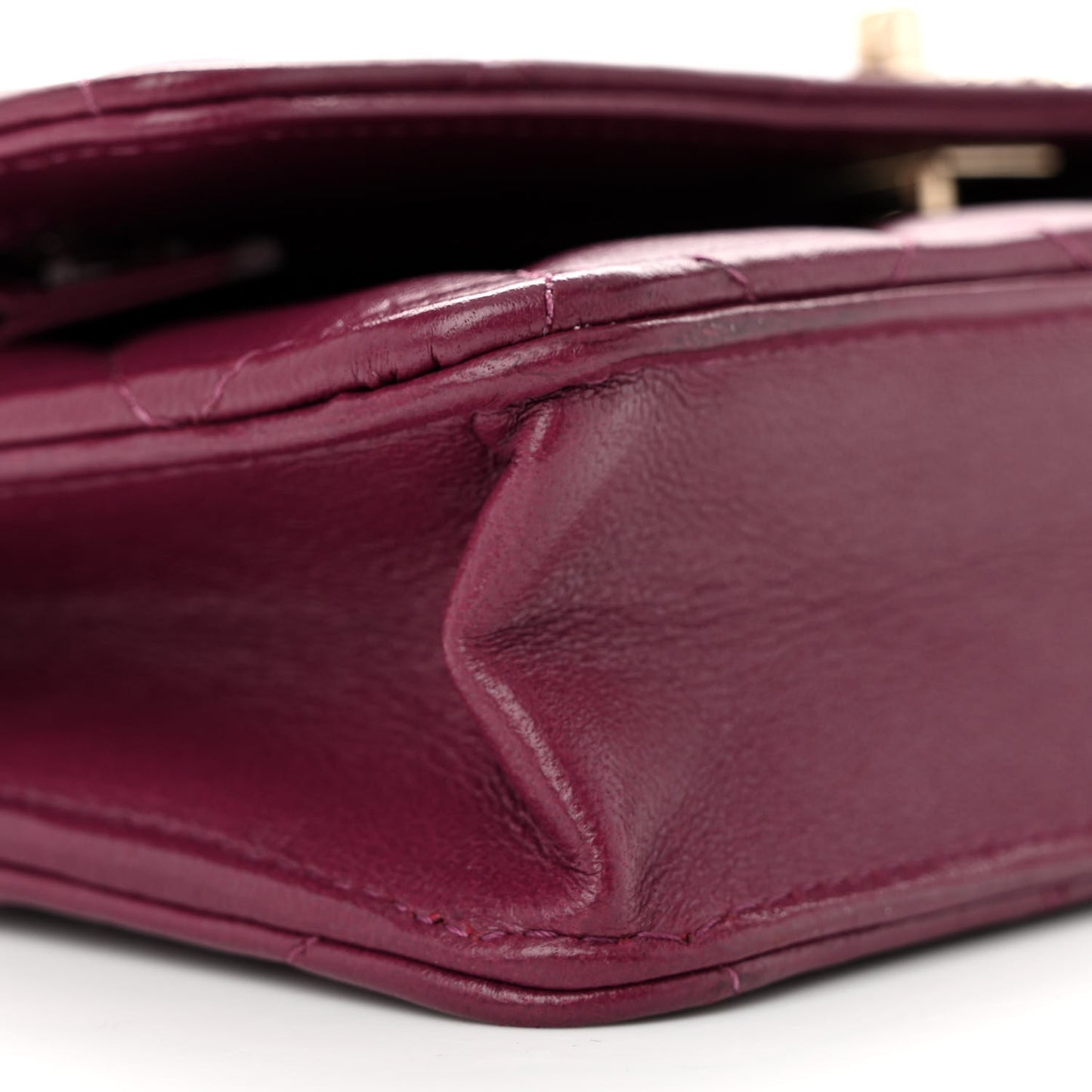 Lambskin Quilted Trendy Chain CC Wallet On Chain WOC Purple