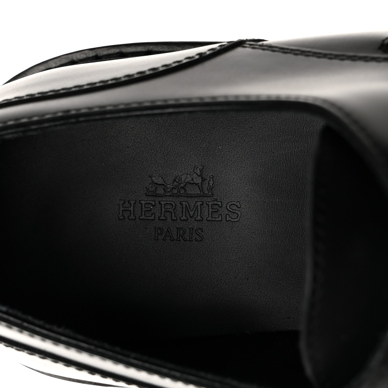 Hermes Calfskin First Derby Shoes 37 Black 6 of 9