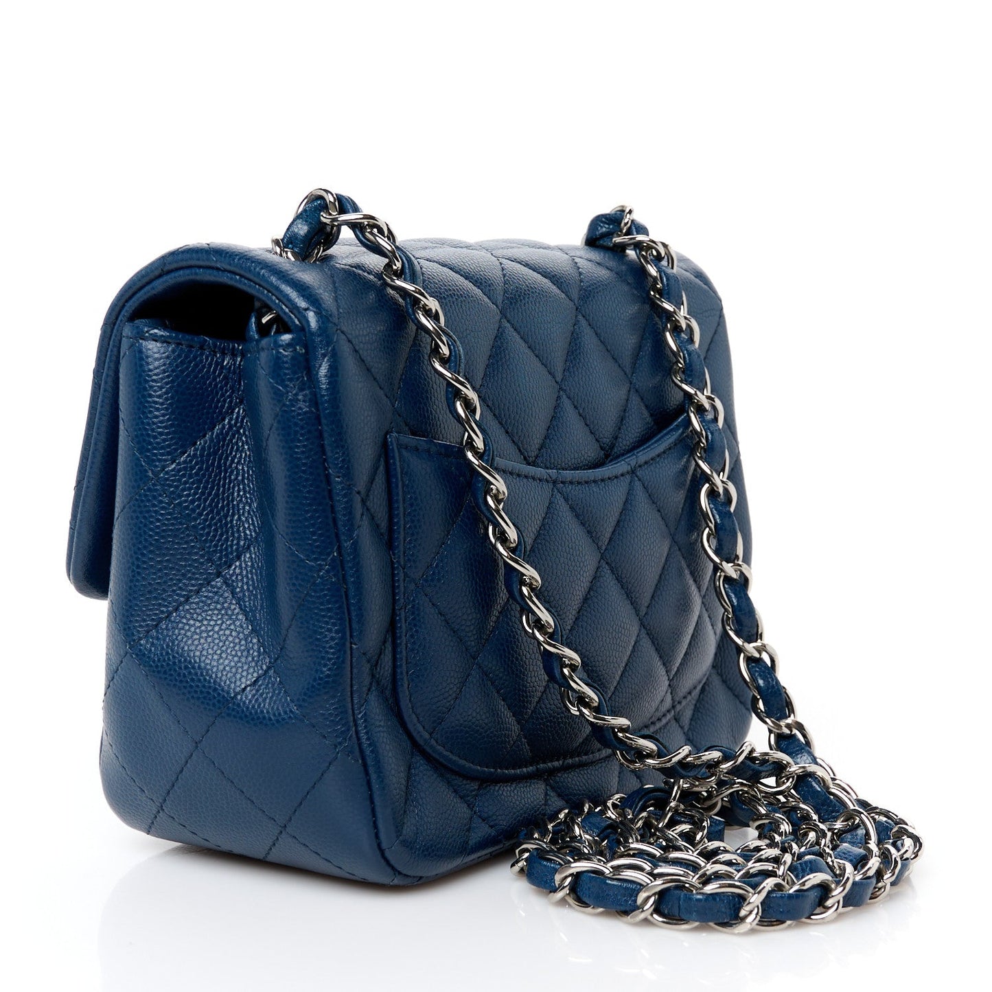 Caviar Quilted Mini Square Flap Navy