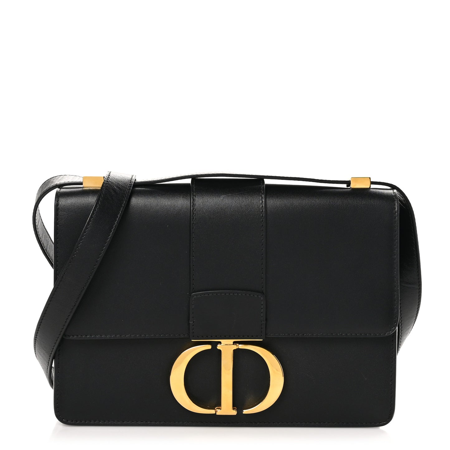 Box Calfskin 30 Montaigne Flap Bag Black