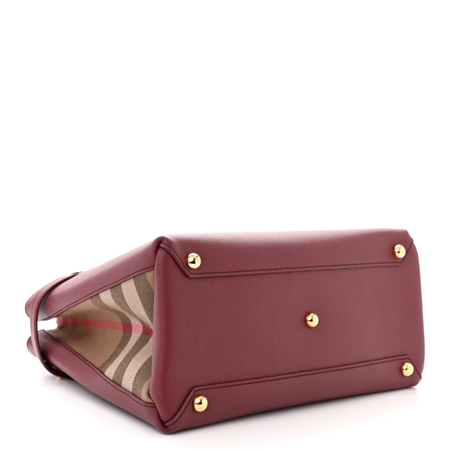 Grainy Calfskin House Check Medium Banner Tote Crimson