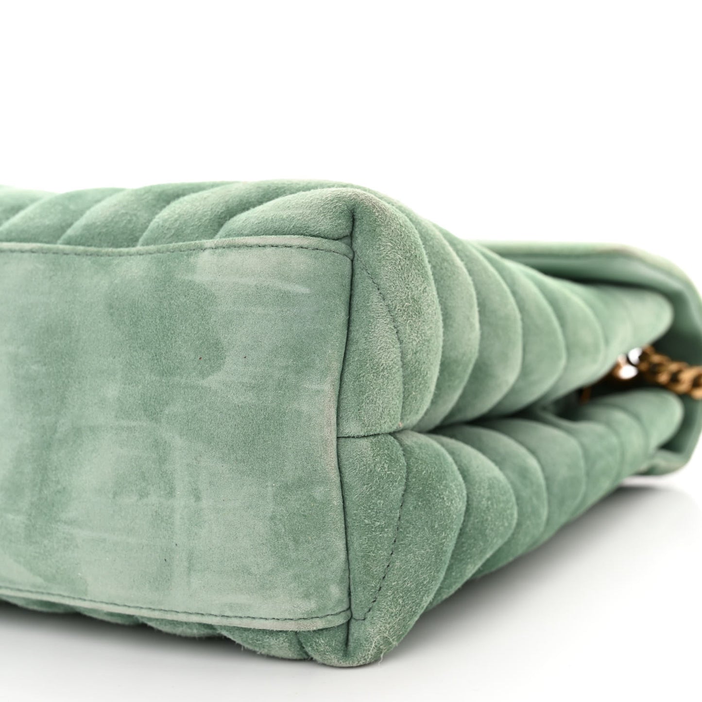 Suede Y Quilted Monogram Medium Loulou Chain Satchel Vert Opaline