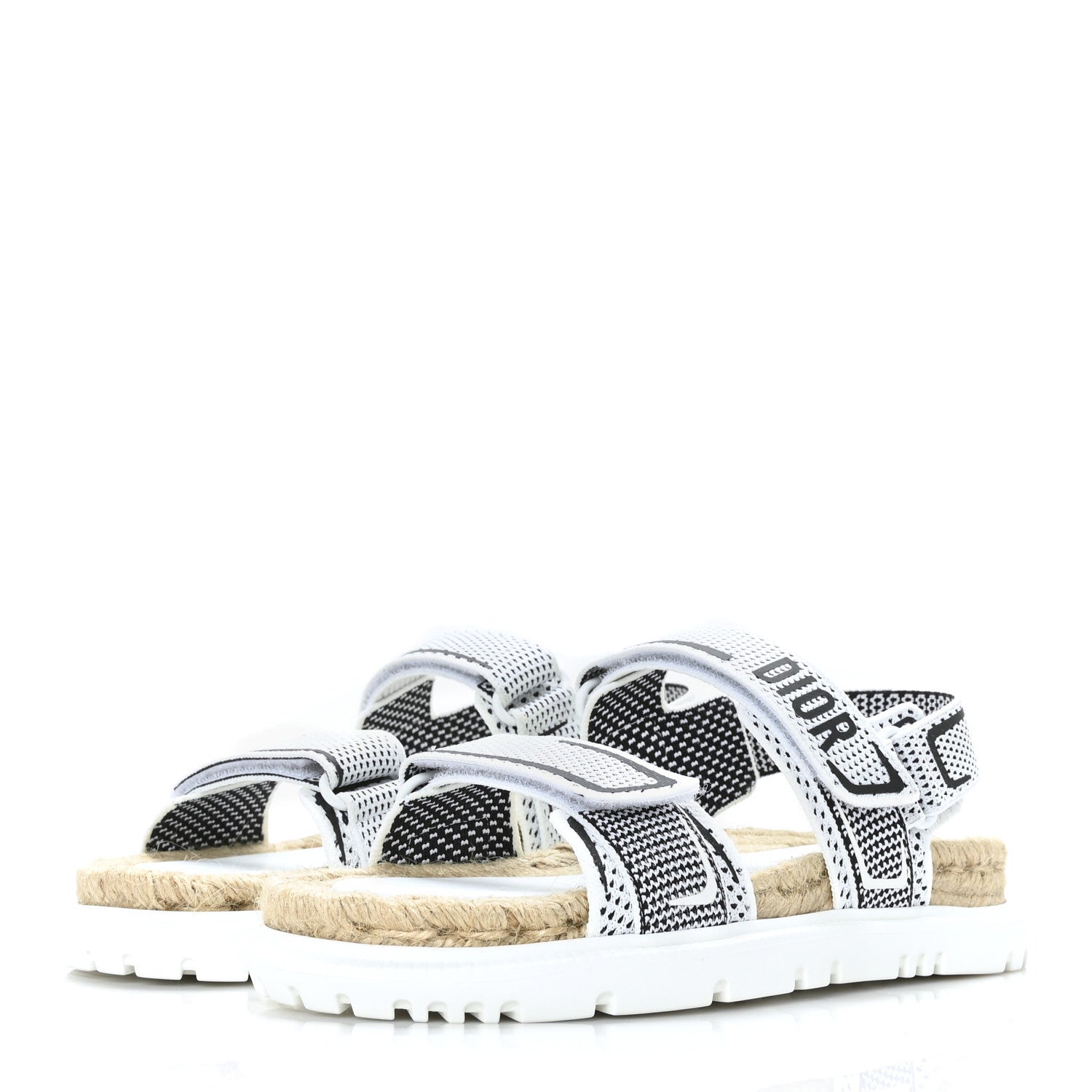 Christian Dior Technical Knit Jute Dioract 10mm Sandals 38 White Black 3 of 7