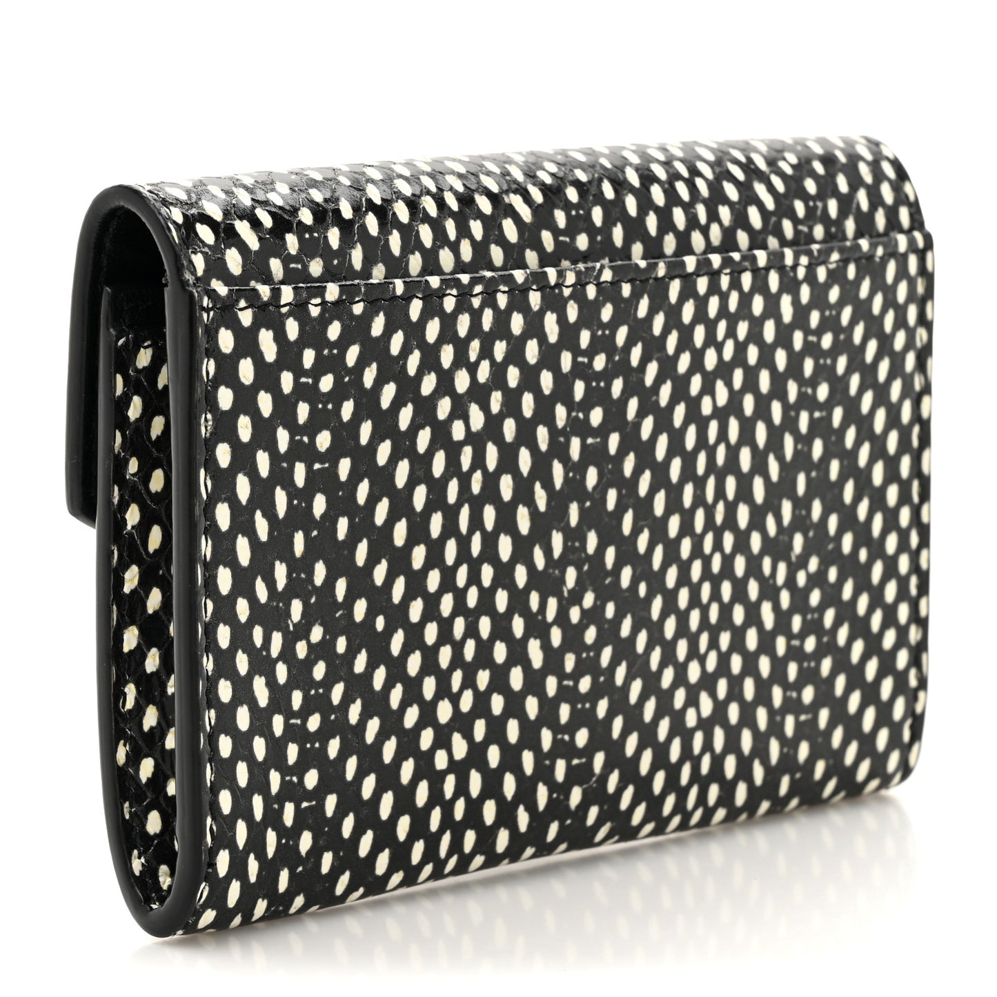 Calfskin Lambskin Snakeskin Embossed Small Monogram Envelope Wallet Black White