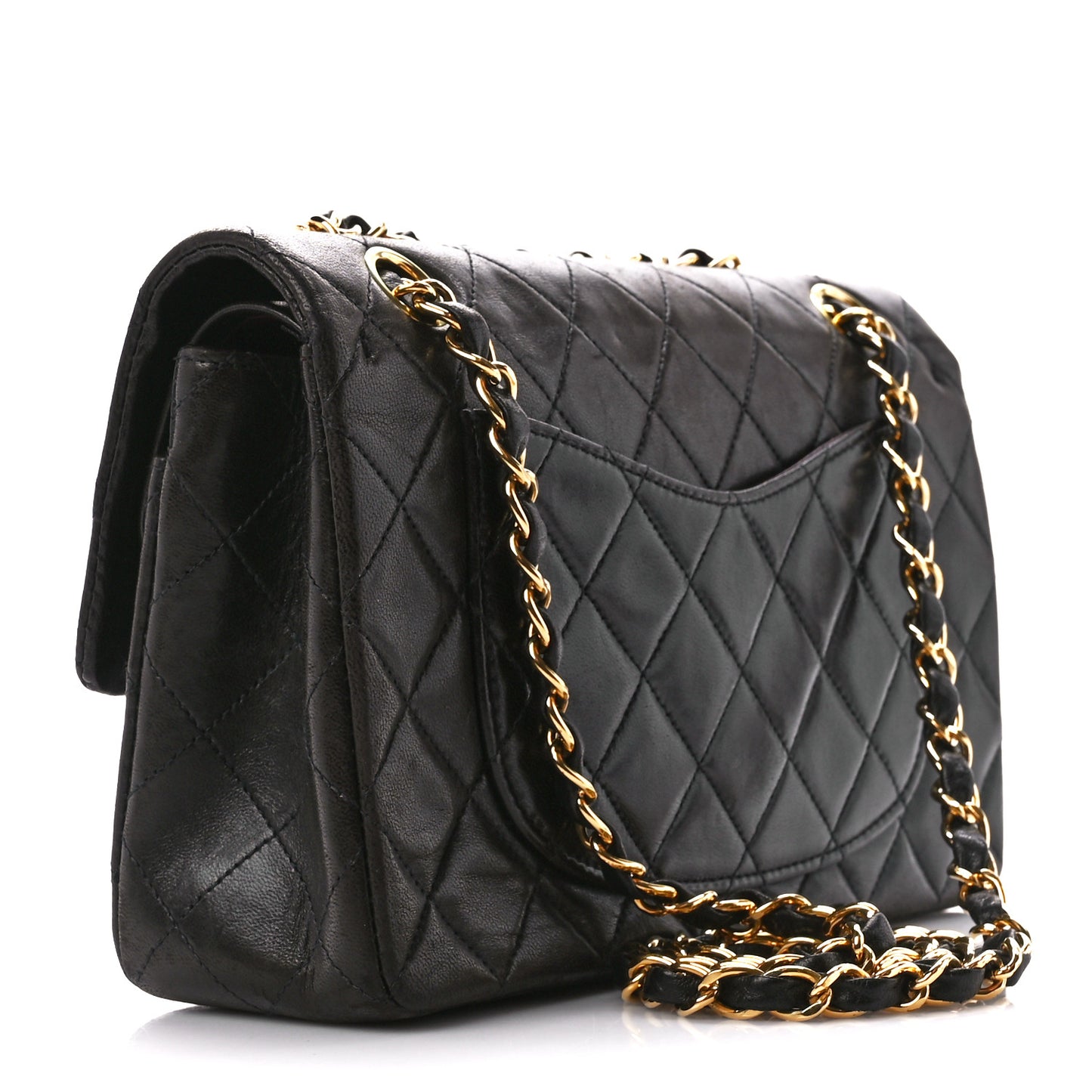 Lambskin Quilted Small Double Flap Black