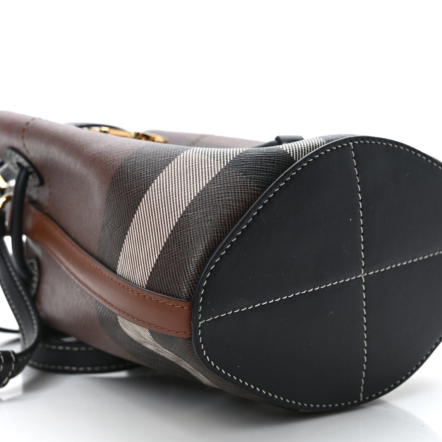 Giant Check Calfskin TB Mini Bucket Bag Dark Birch