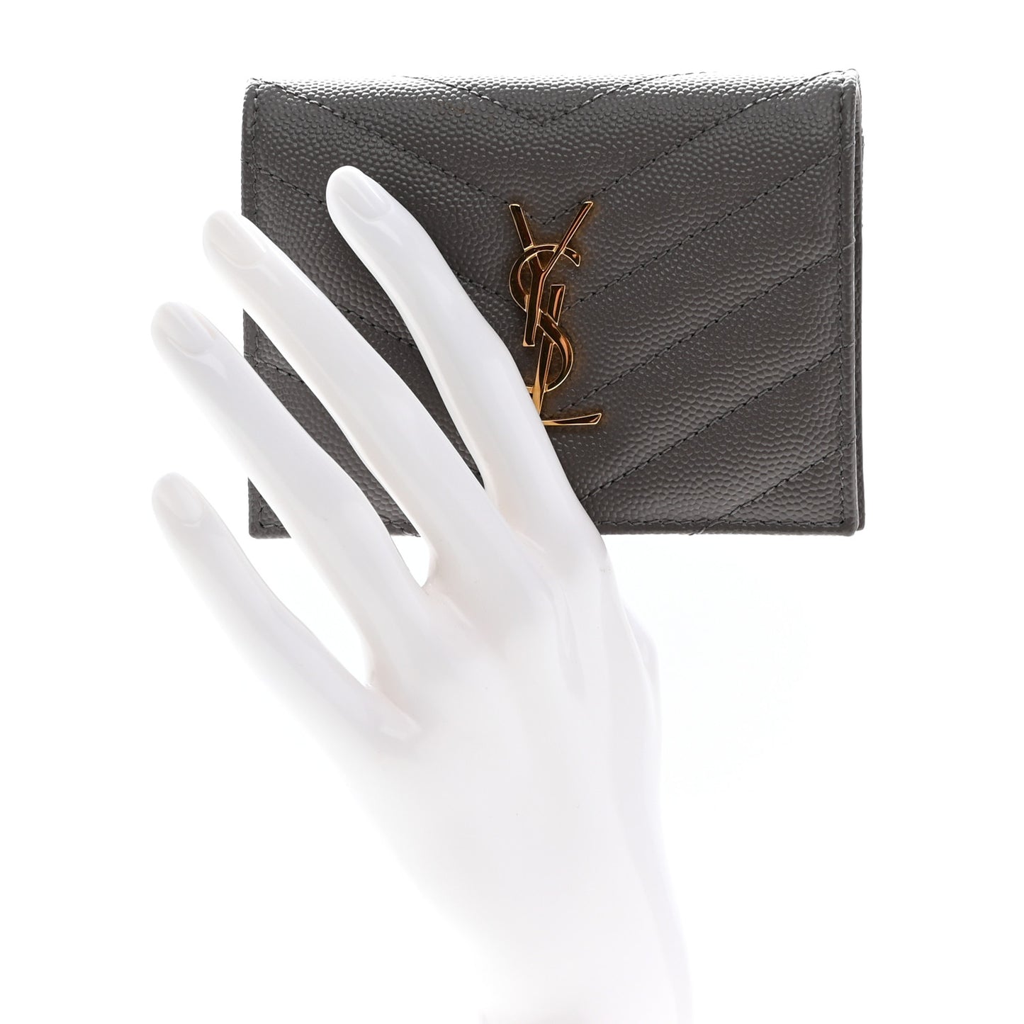 Grain De Poudre Matelasse Chevron Monogram Flap Card Case Storm
