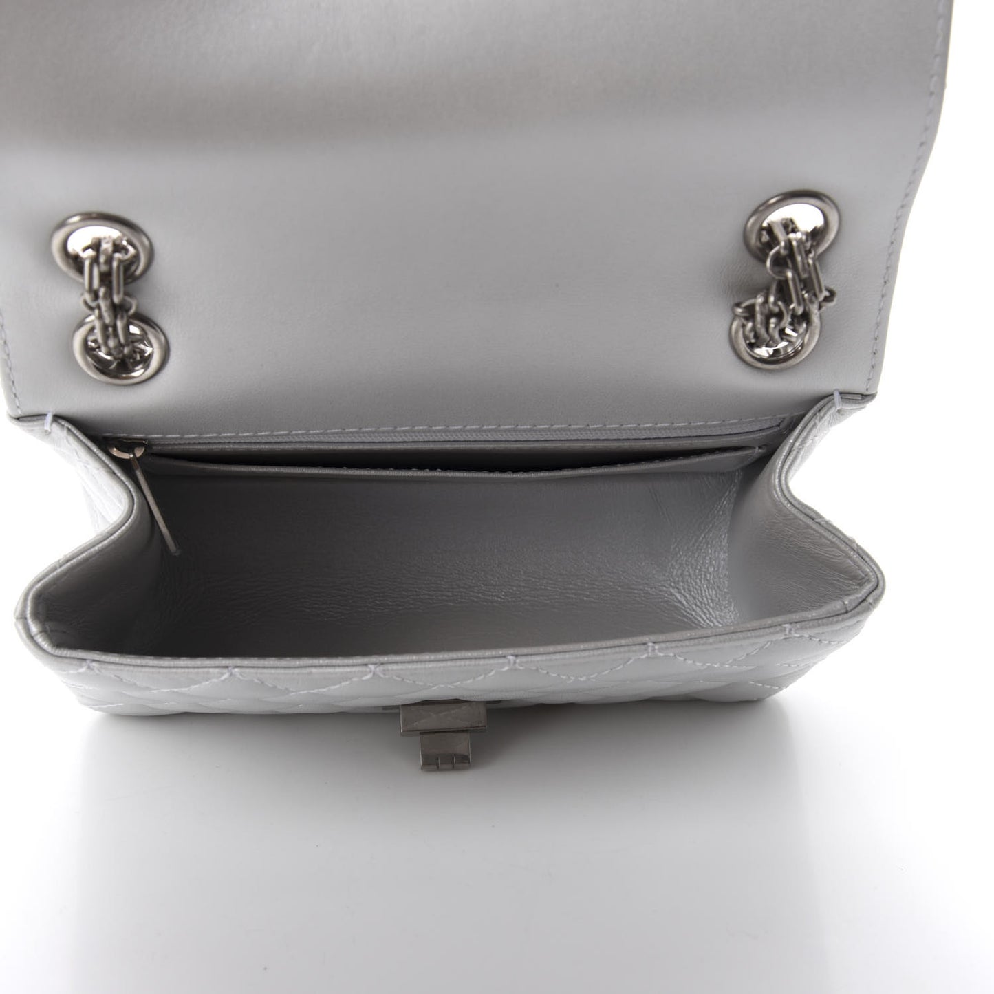 Iridescent Lambskin Quilted 2.55 Reissue Mini Flap White