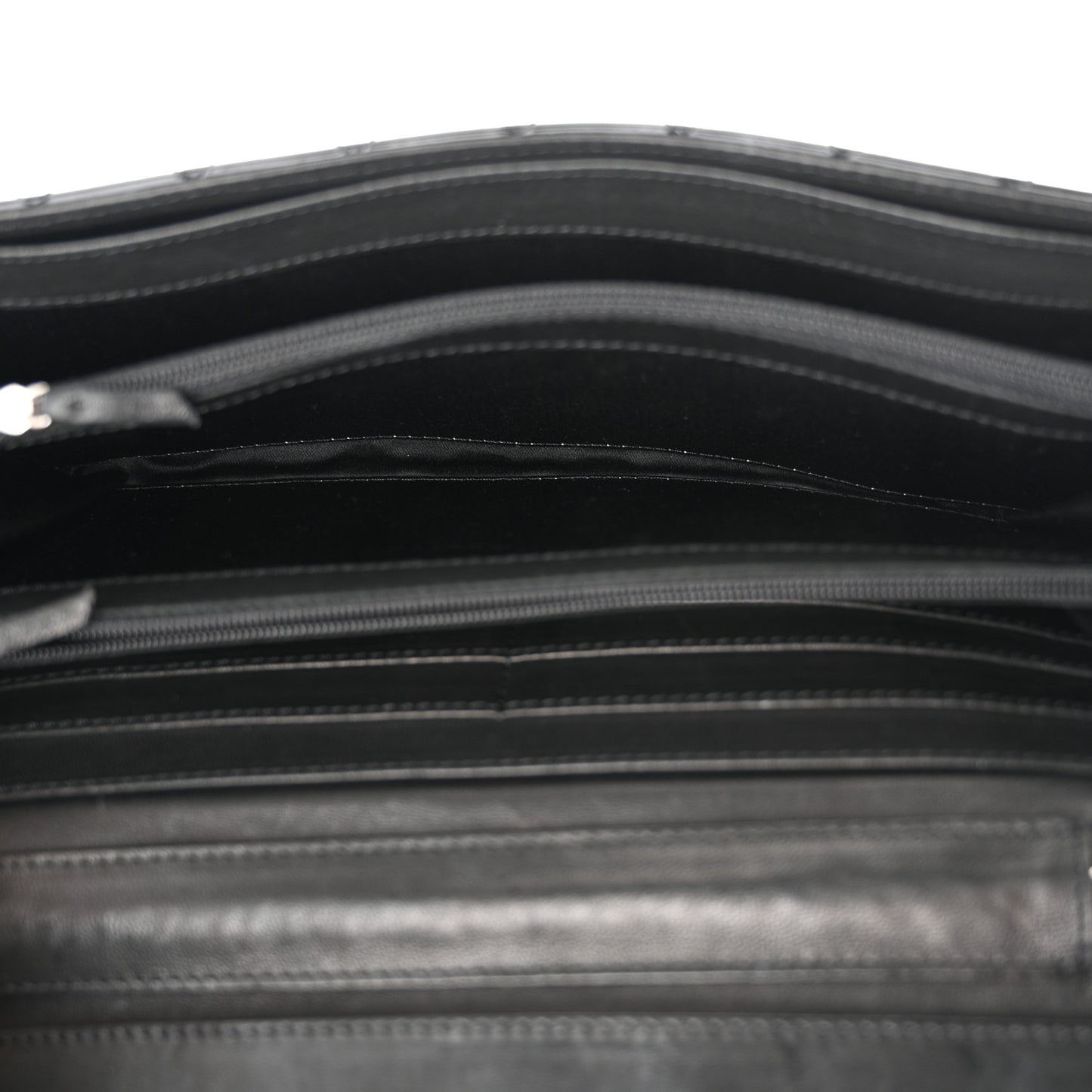 Patent Calfskin Quilted Flap Clutch With Chain Black