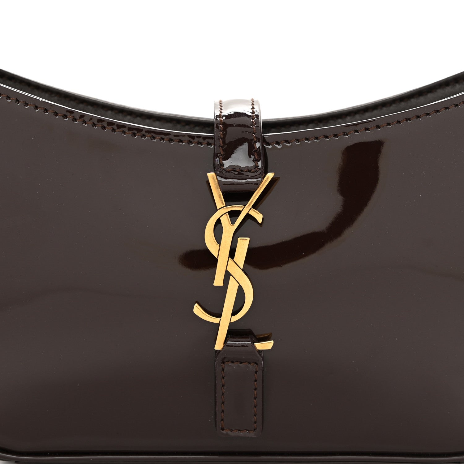Saint Laurent Patent Calfskin Le 5 A 7 Mini Hobo Spicy Chocolate 8 of 10