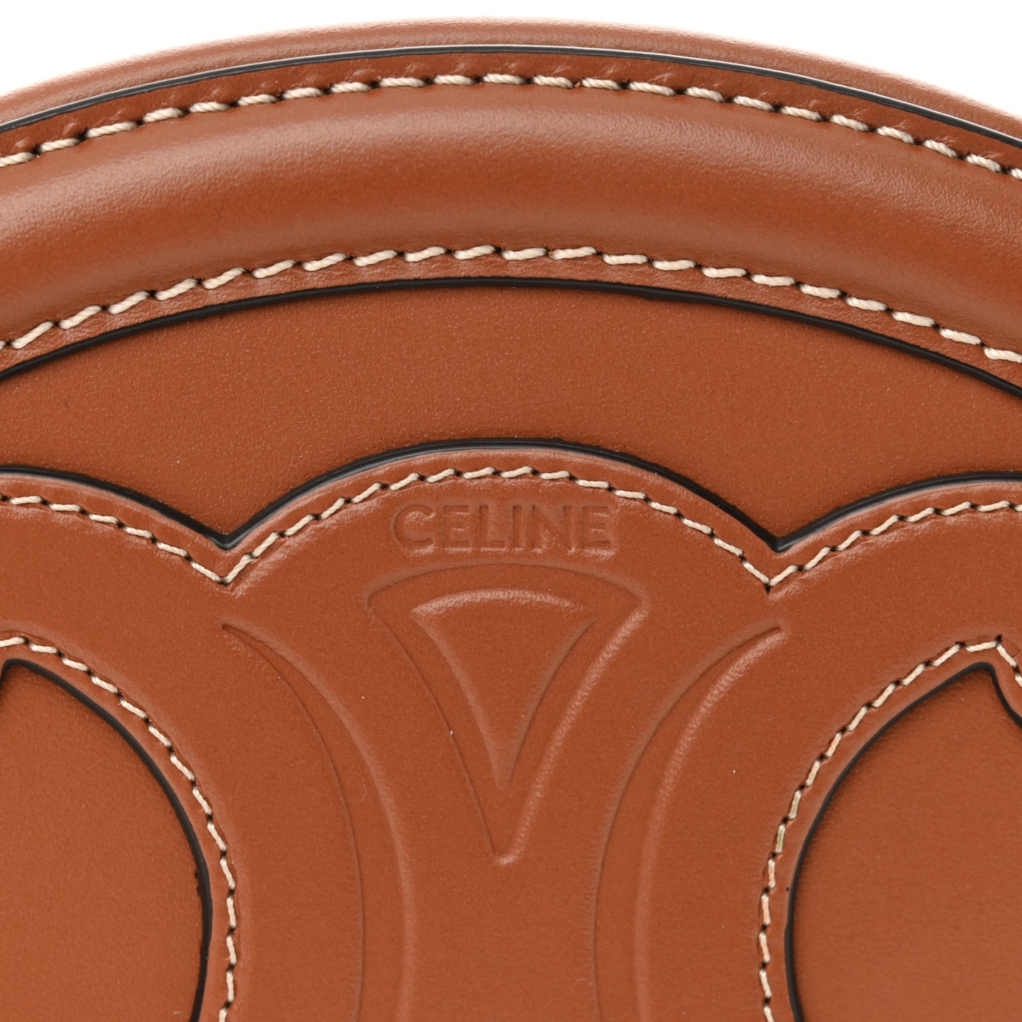 Smooth Calfskin Cuir Small Triomphe Oval Crossbody Purse Tan