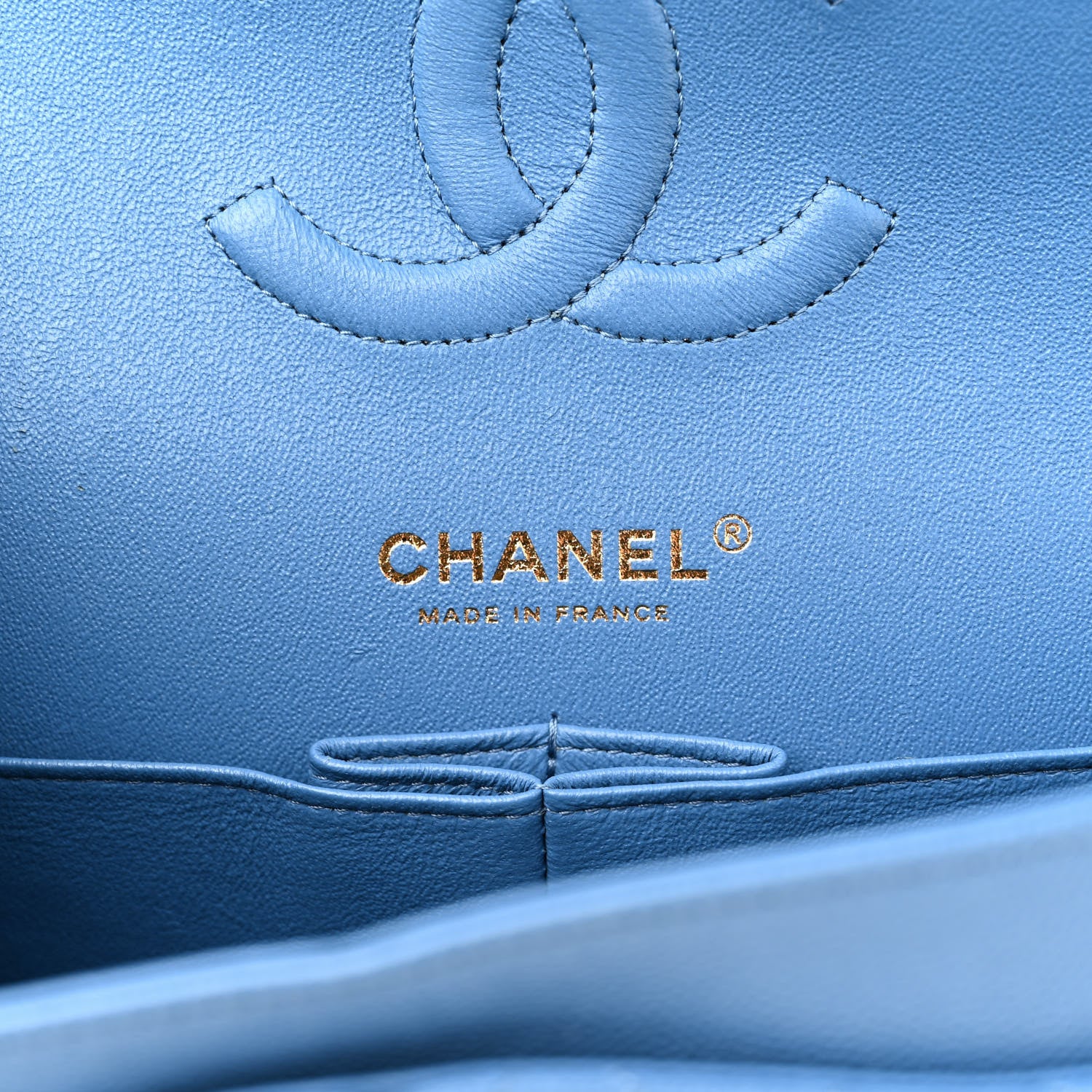 Chanel Caviar Quilted Medium Double Flap Blue 6 of 12