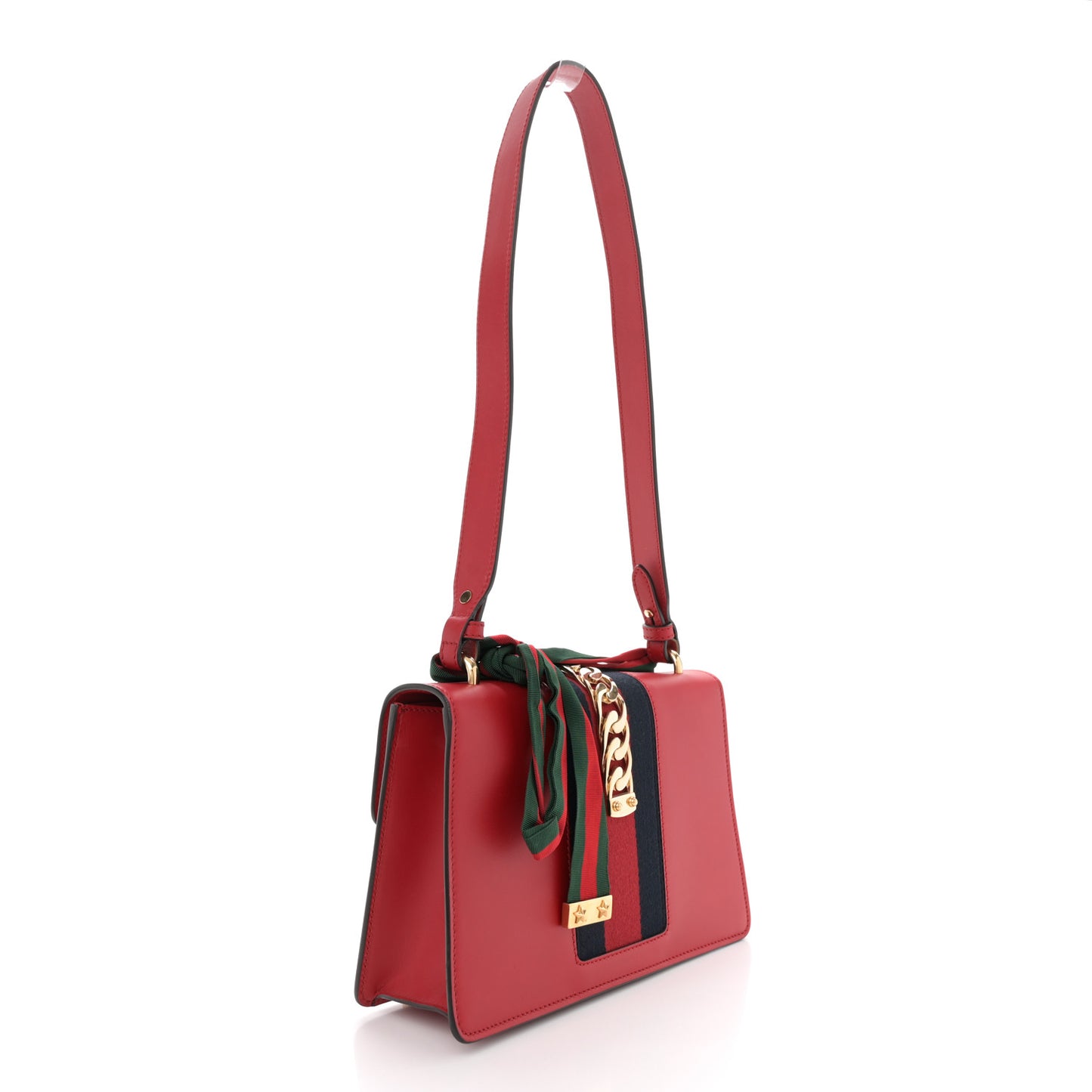 Calfskin Small Sylvie Shoulder Bag Hibiscus Red