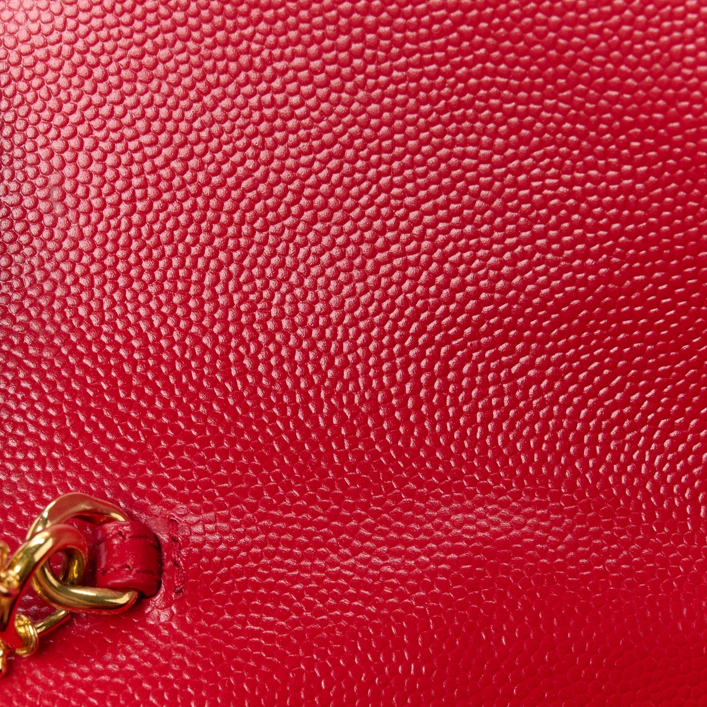 Grain De Poudre Matelasse Chevron Monogram Envelope Chain Wallet Red
