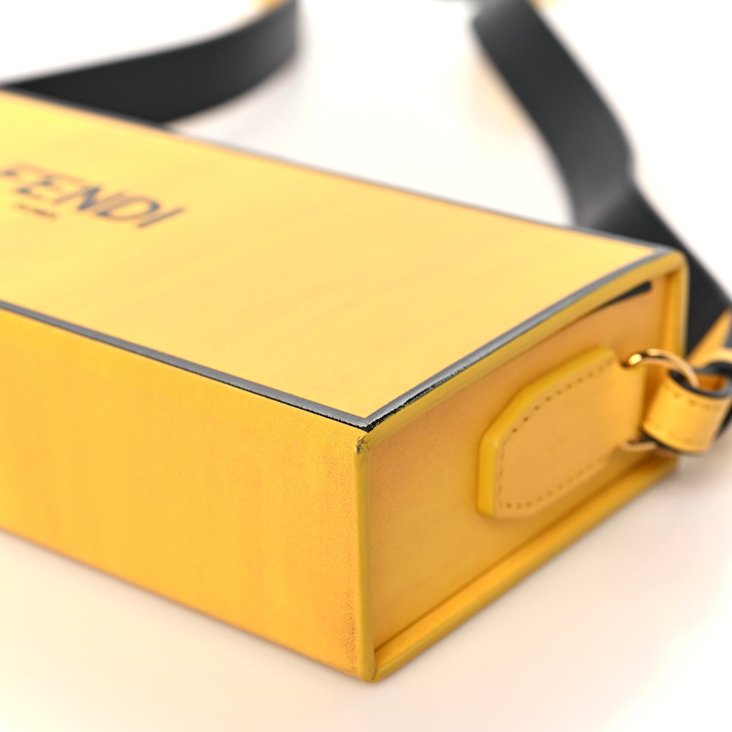 Vitello Fluffy Logo Horizontal Box Crossbody Bag Yellow Box Black