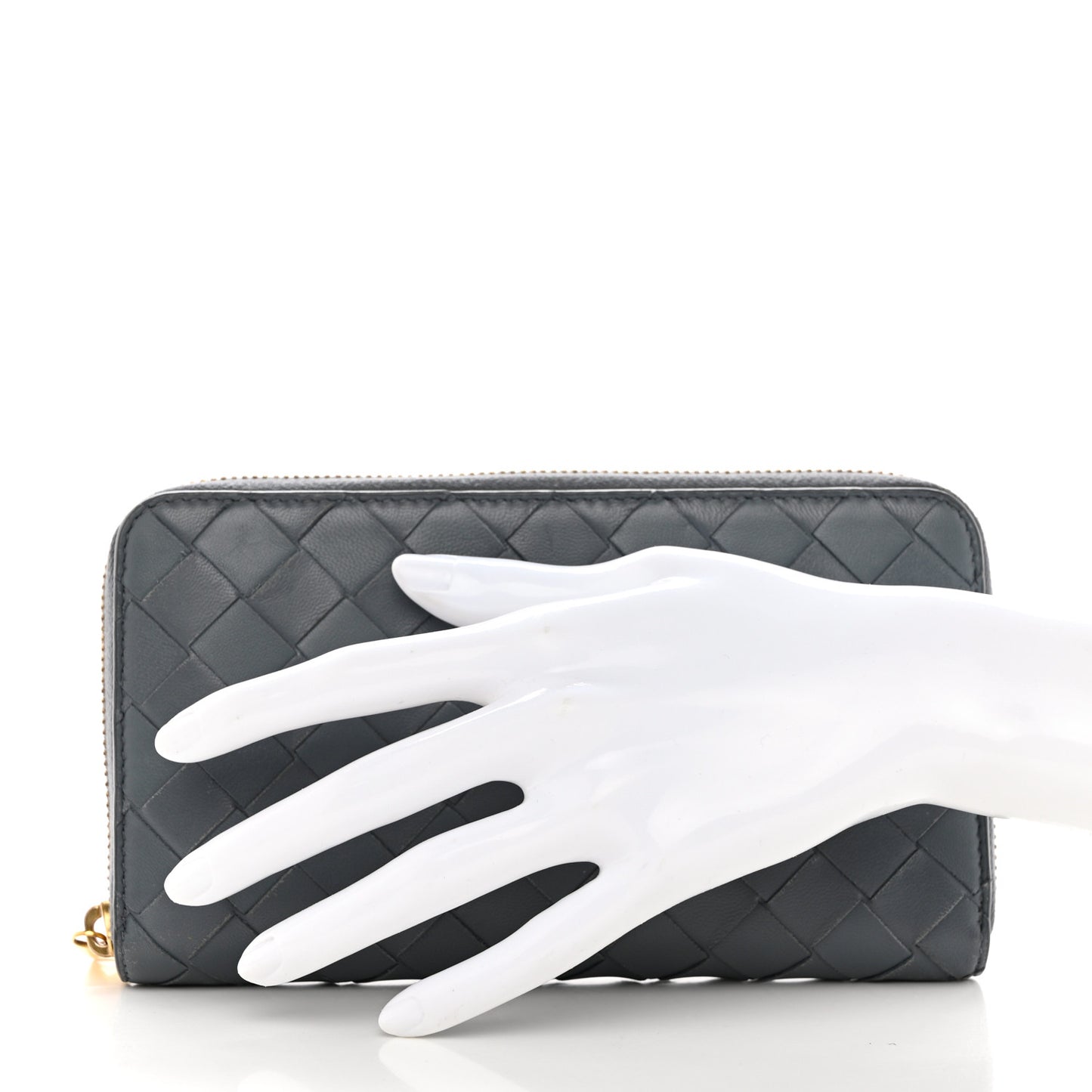 Nappa Intrecciato Zip Around Wallet Concrete