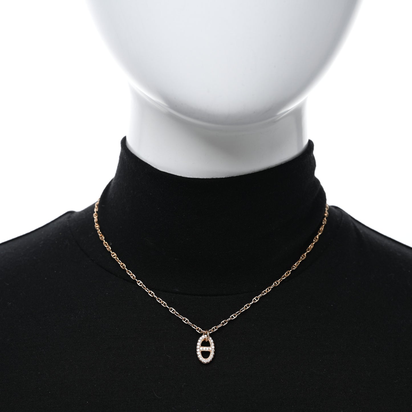 18K Rose Gold Diamond PM New Farandole Pendant Necklace SH