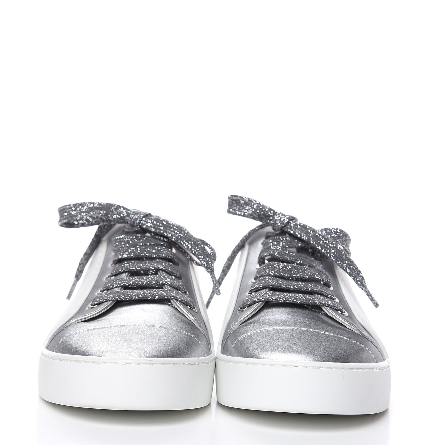 Iridescent Goatskin Womens Sneakers 39 White Silver
