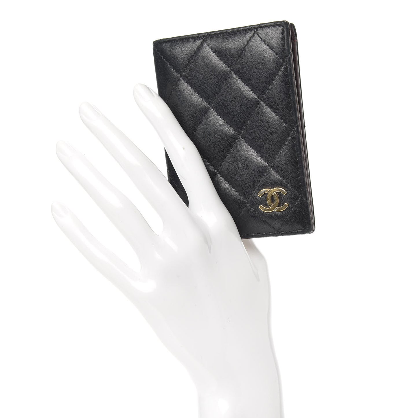 Lambskin Quilted Card Holder Wallet Black