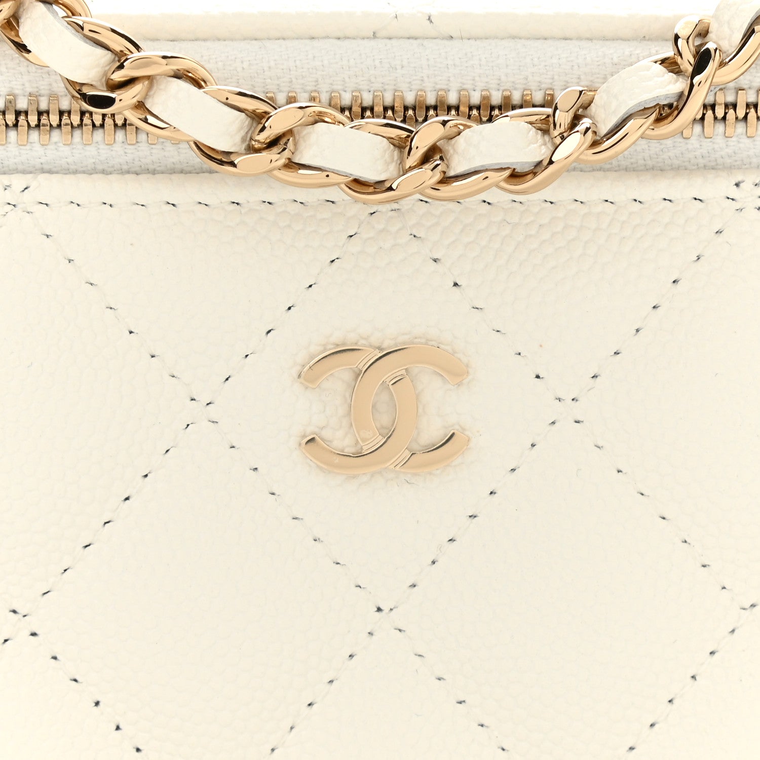 Chanel Caviar Quilted Small Vanity Case With Chain White 11 of 12
