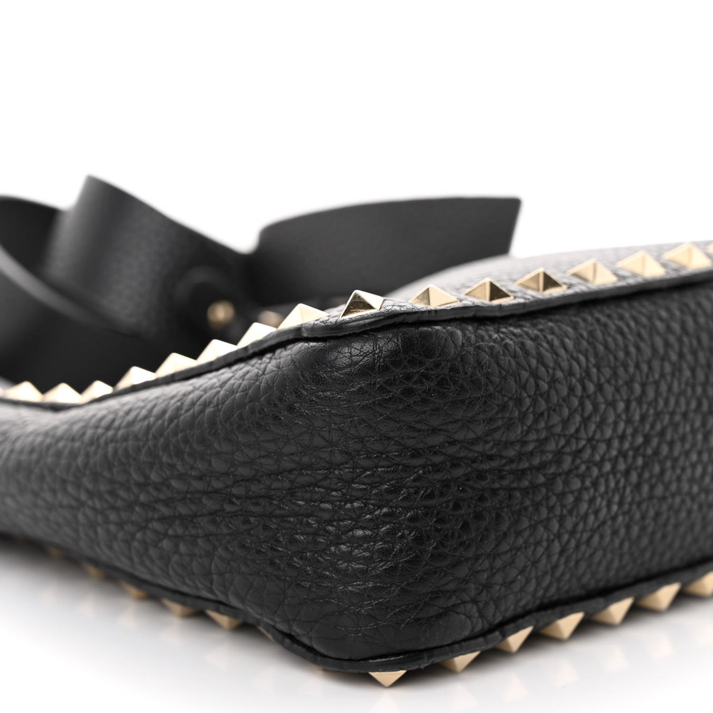 Pebbled Calfskin Mini Rockstud Flip-Lock Messenger Bag Black