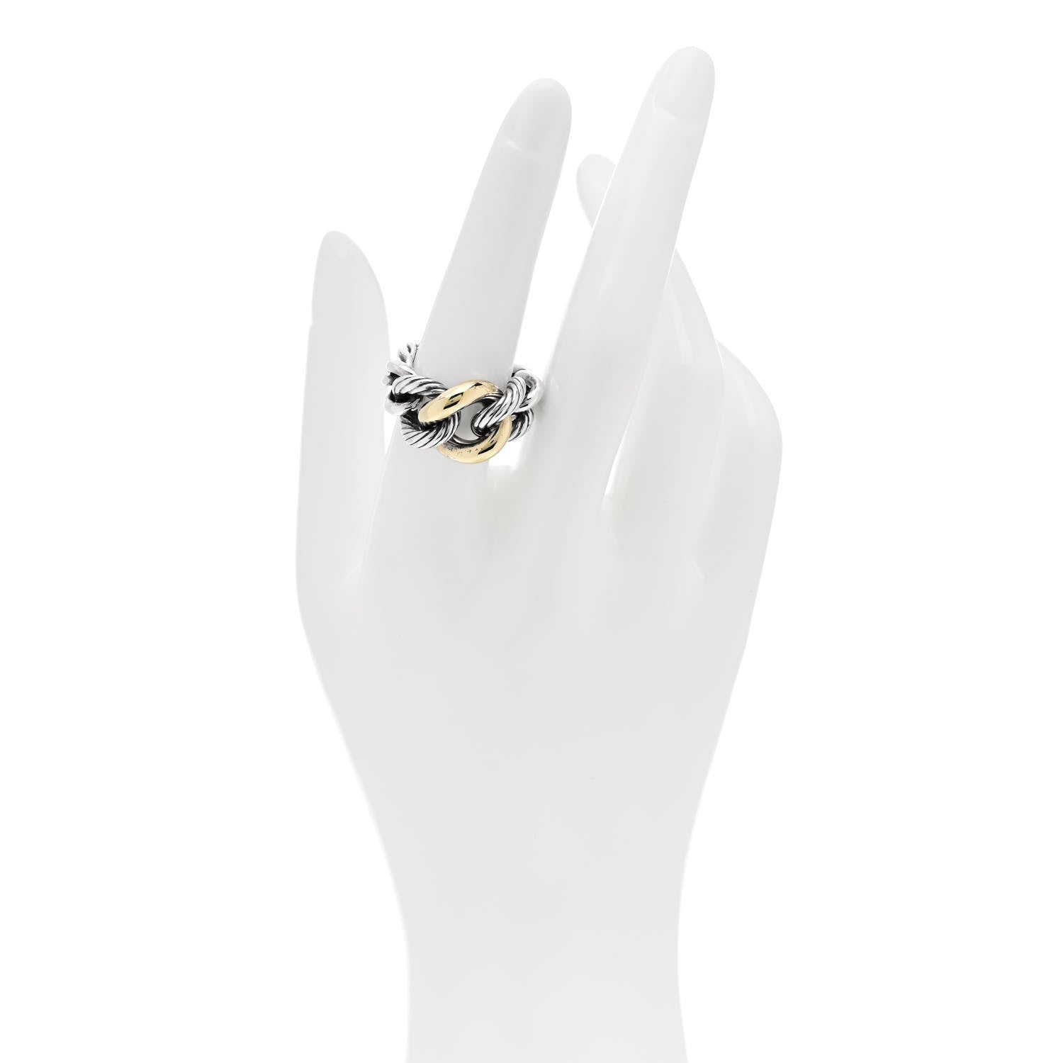 David Yurman Sterling Silver 18K Yellow Gold Belmont Ring 52 6 2 of 5