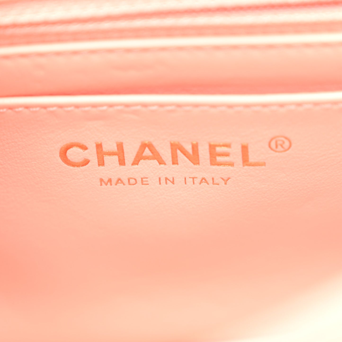 Lambskin Quilted Mini Pearl Crush Flap Light Orange