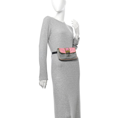 Nylon Vernice Belt Bag Pink Gray