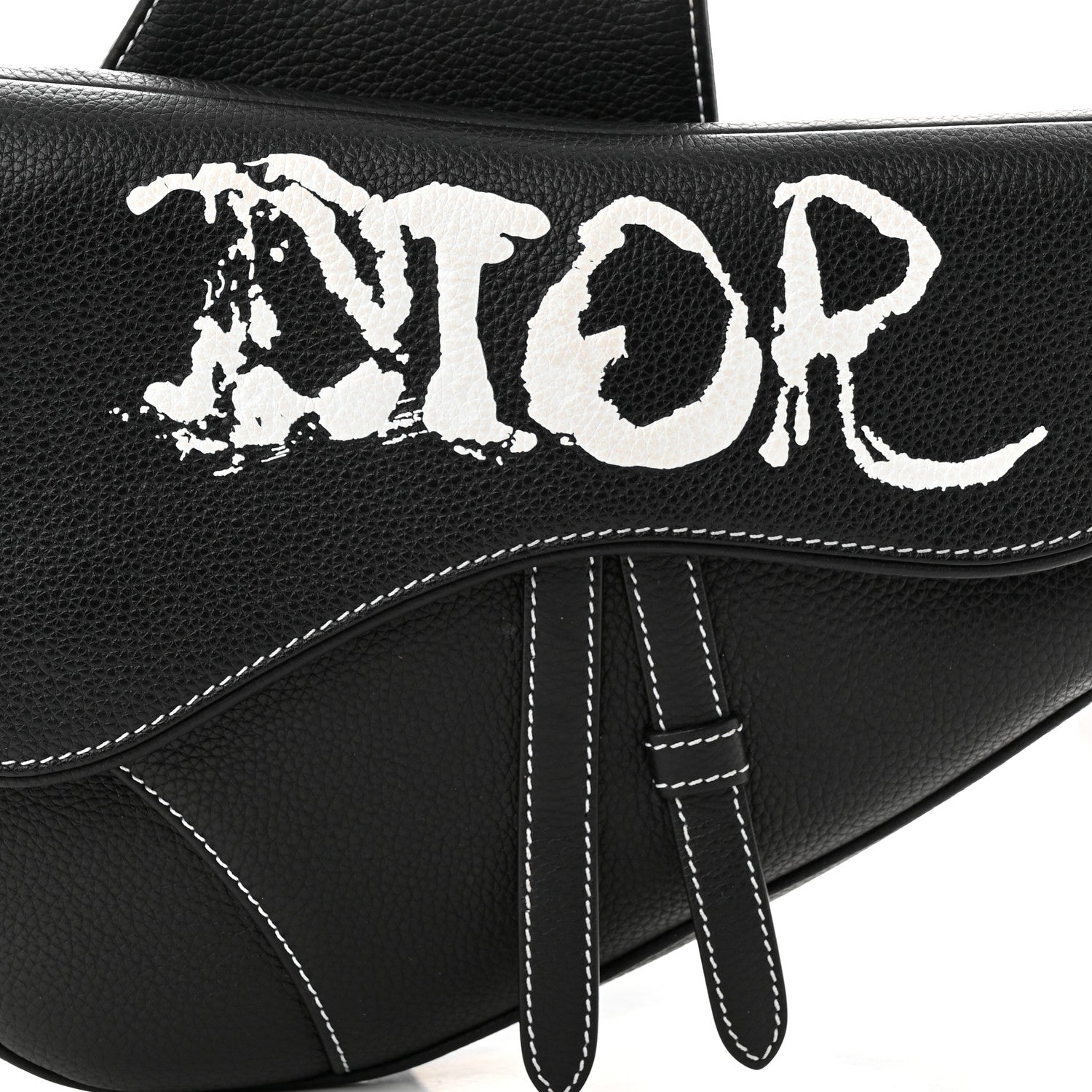 Christian Dior X PETER DOIG Grained Calfskin Saddle Bag Black 8 of 13