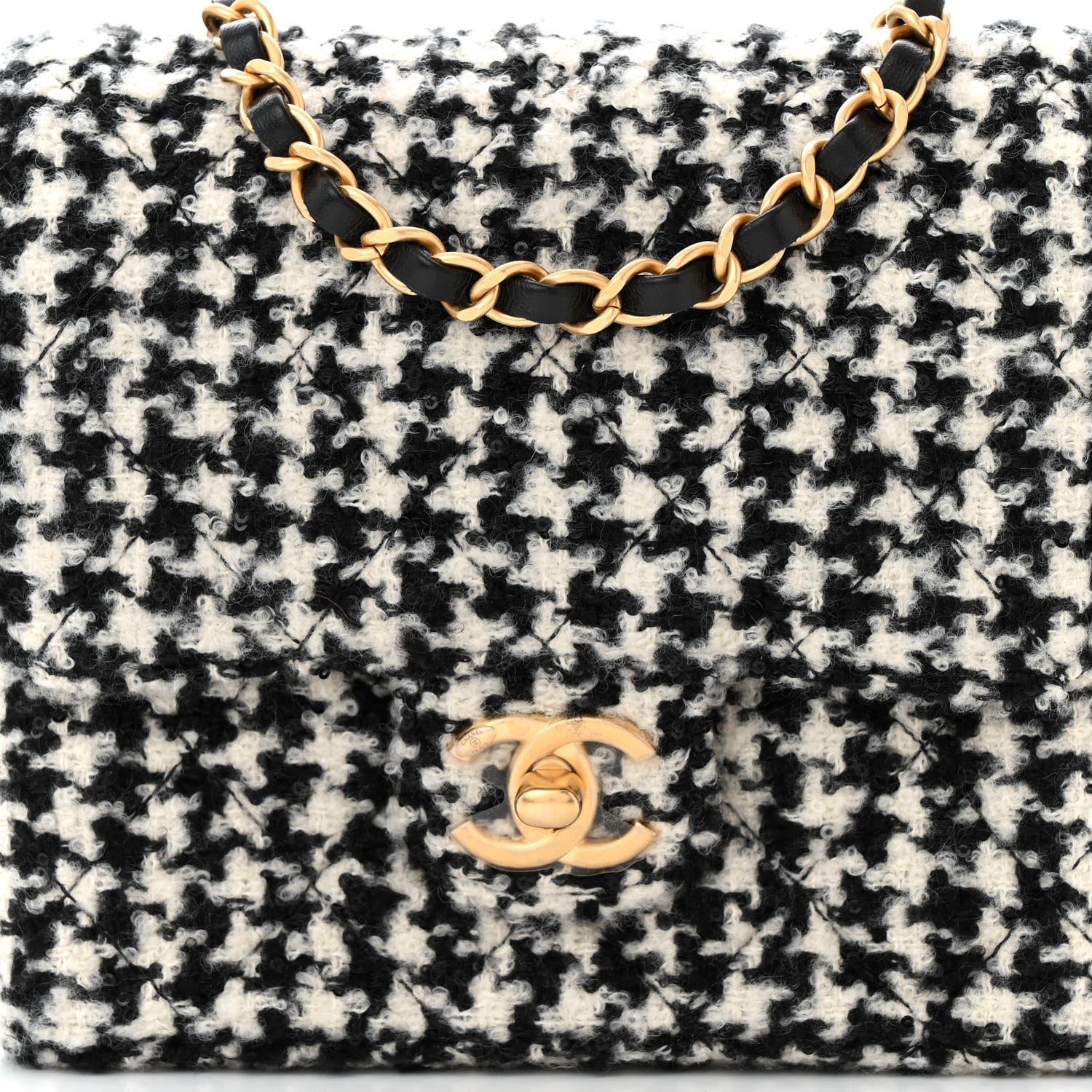 Chanel Tweed Houndstooth Quilted Mini Square Flap 8 of 11