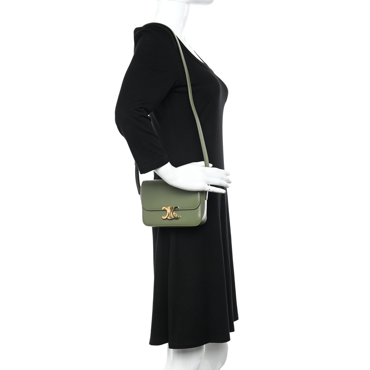 Shiny Calfskin Nano Triomphe Soft Khaki