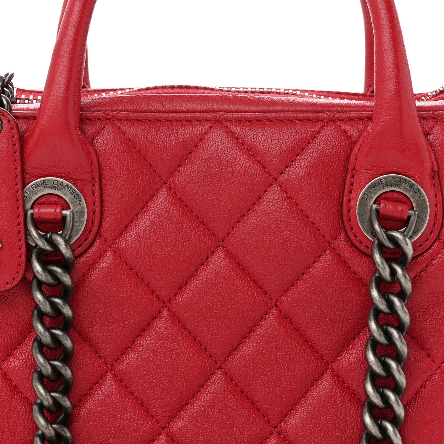 Chanel Shiny Sheepskin Quilted Small Shopping Tote Red 9 of 20