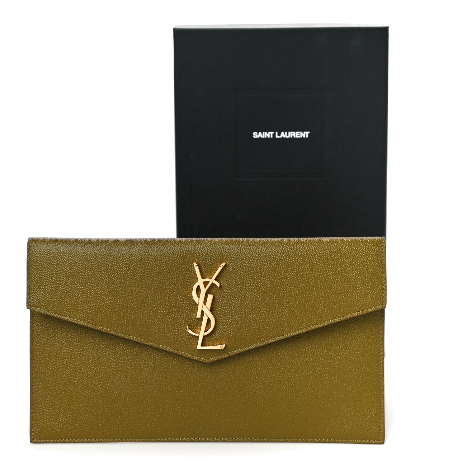 Saint Laurent Grain De Poudre Uptown Pouch Olive 10 of 10