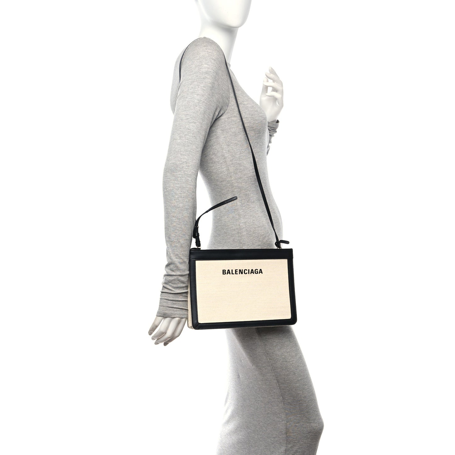 Cotton Canvas Pochette Crossbody Bag Black